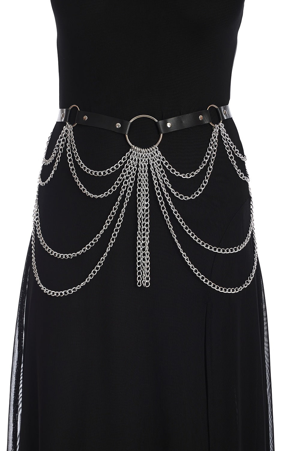 high-waisted gothic chain belt