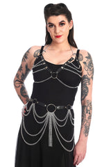 womens draped chain o-ring high-waisted goth belt