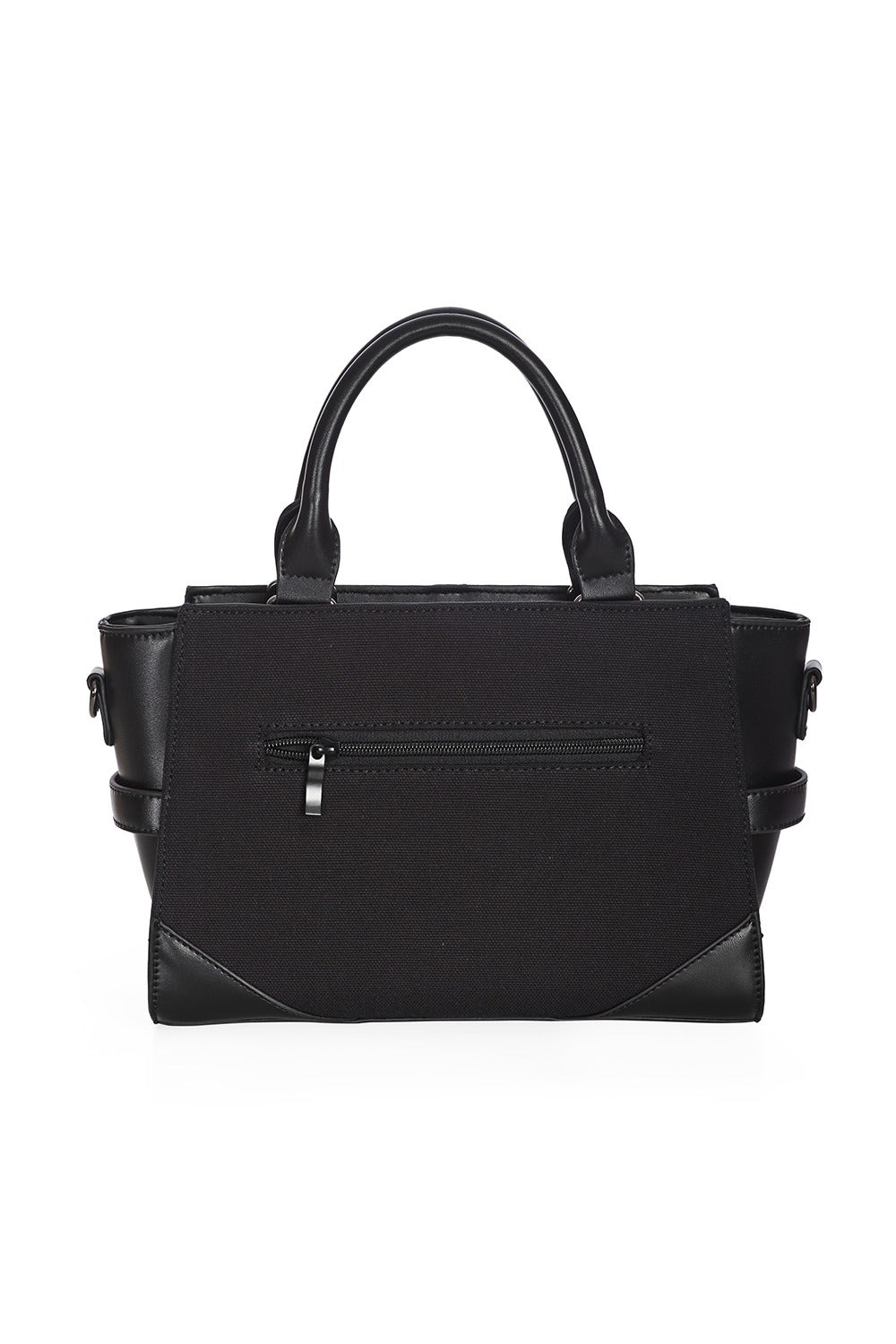 black punk rock handbag with back zipper pocket