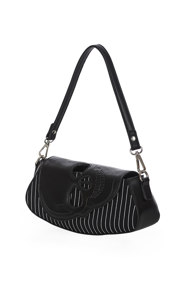 gothic striped vegan leather mini handbag