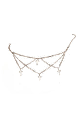 metal gothic draped layered chain necklace