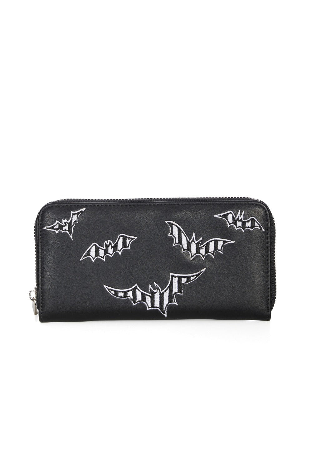 vegan leather bat embroidered wallet