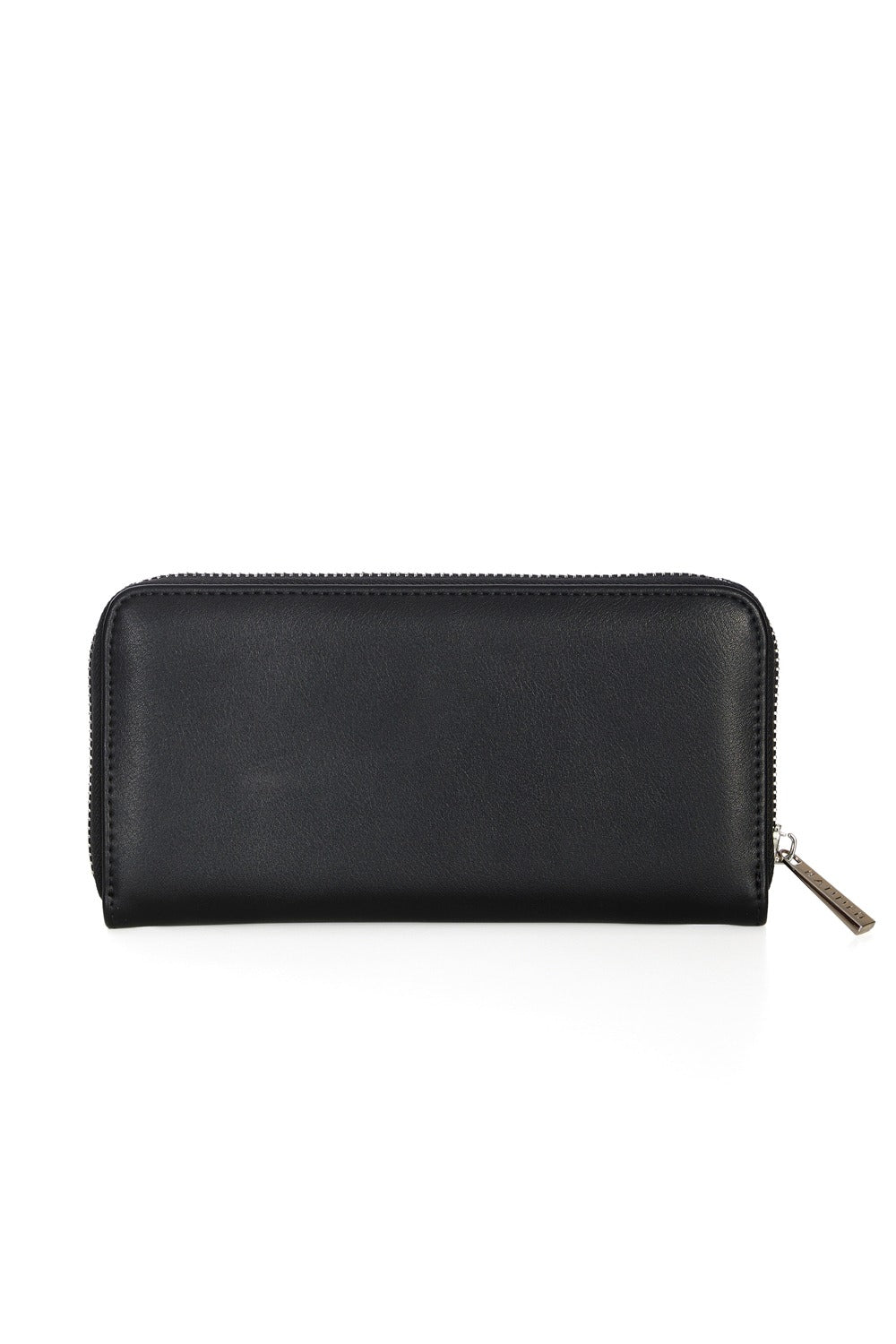 black vegan leather zip-around wallet by banned apparel