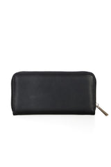 black vegan leather zip-around wallet by banned apparel