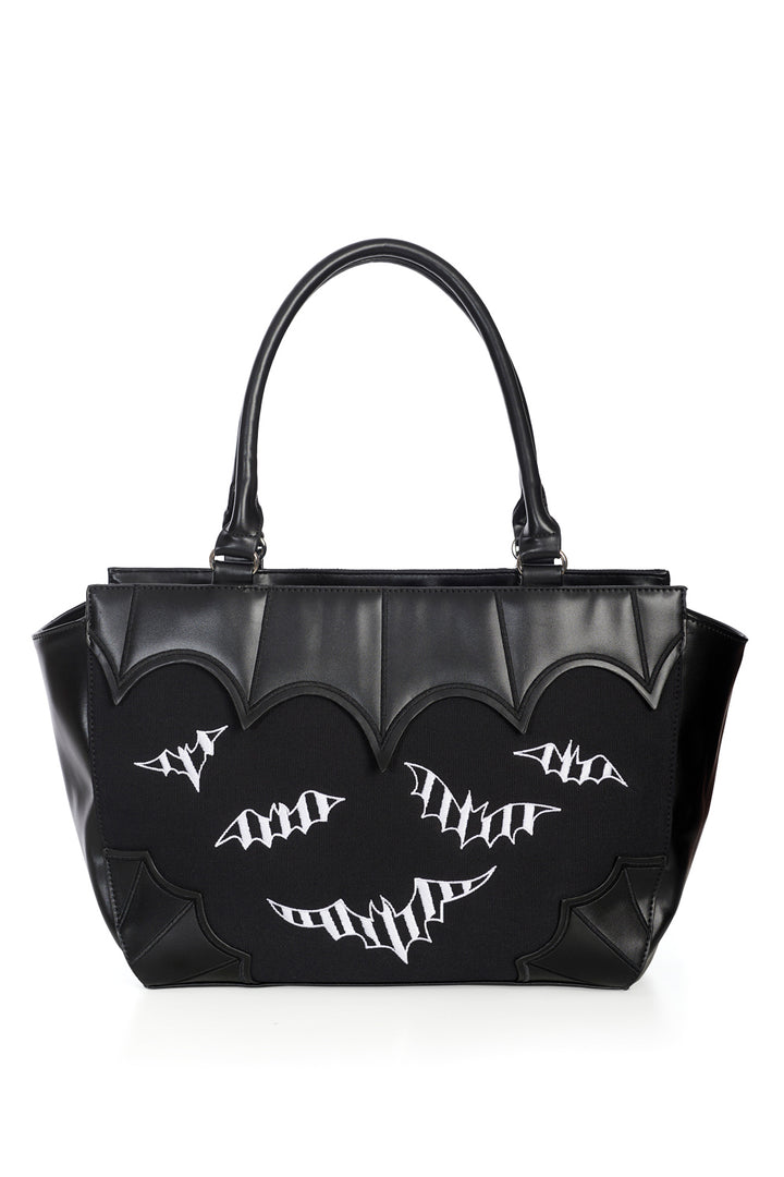 rockabilly embroidered bats handbag