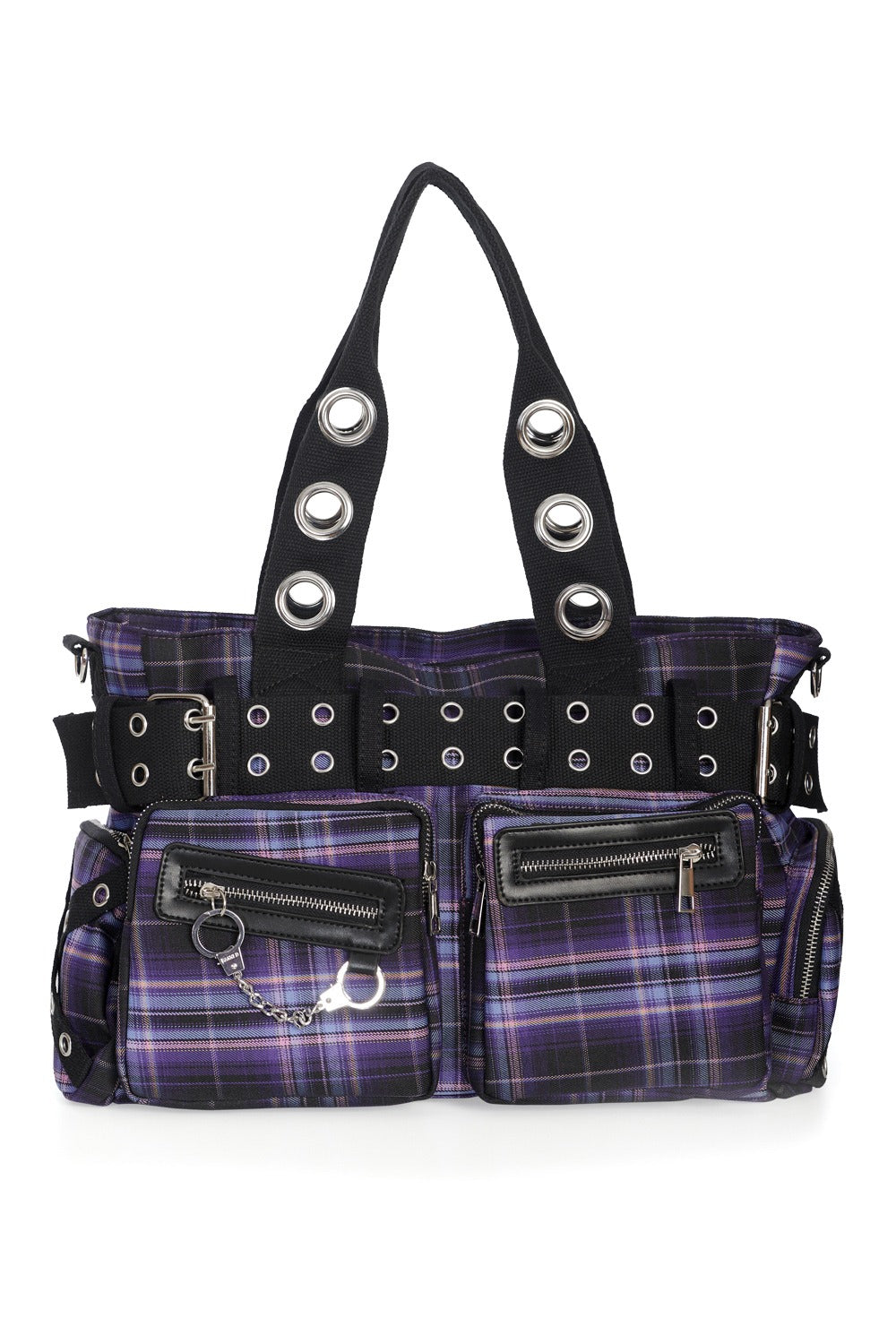 light purple plaid punk purse
