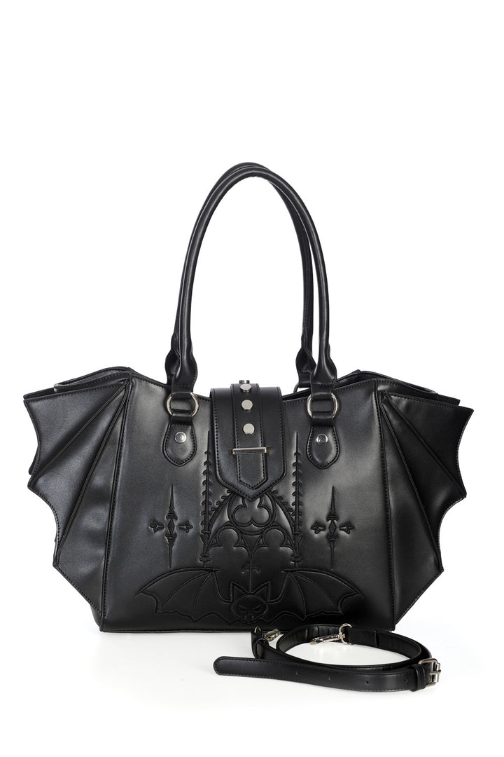 vegan leather gothic batwing shape shoulder bag