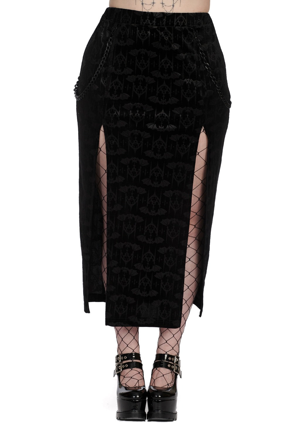 black velvet highwaisted goth skirt