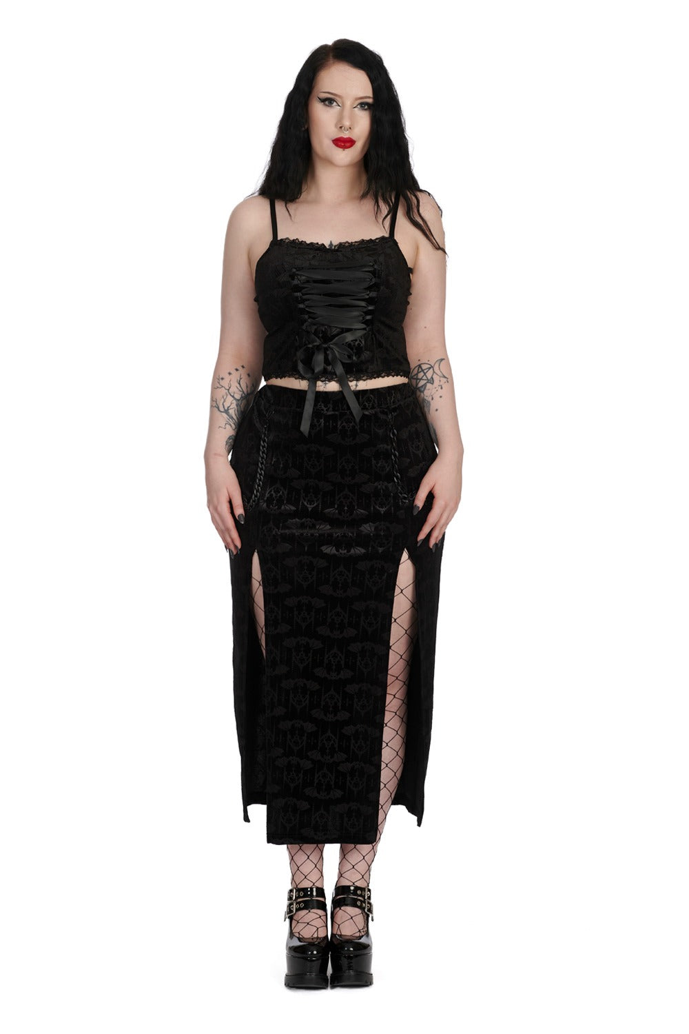 gothic leg slit skirt