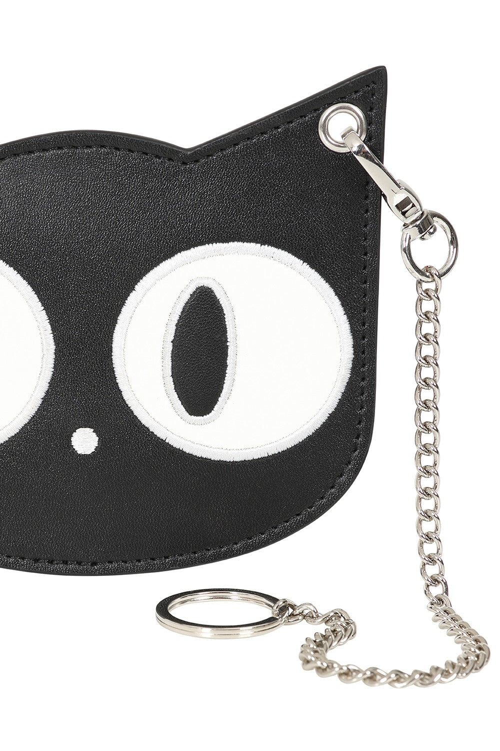 black cat cardholder with chain strap