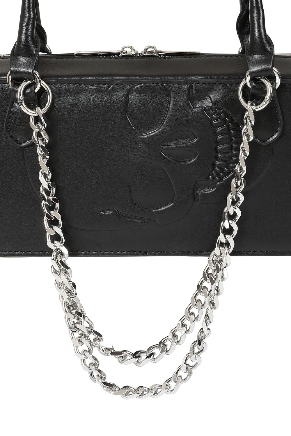 embossed vegan leather skull purse