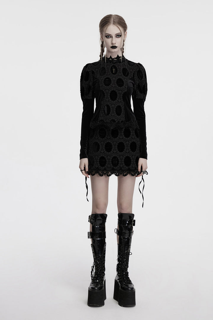 1960s inspired puff sleeve gothic top