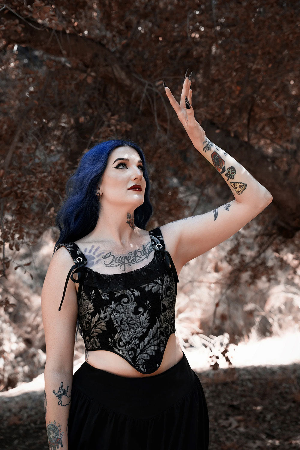 victorian goth black and silver corset top