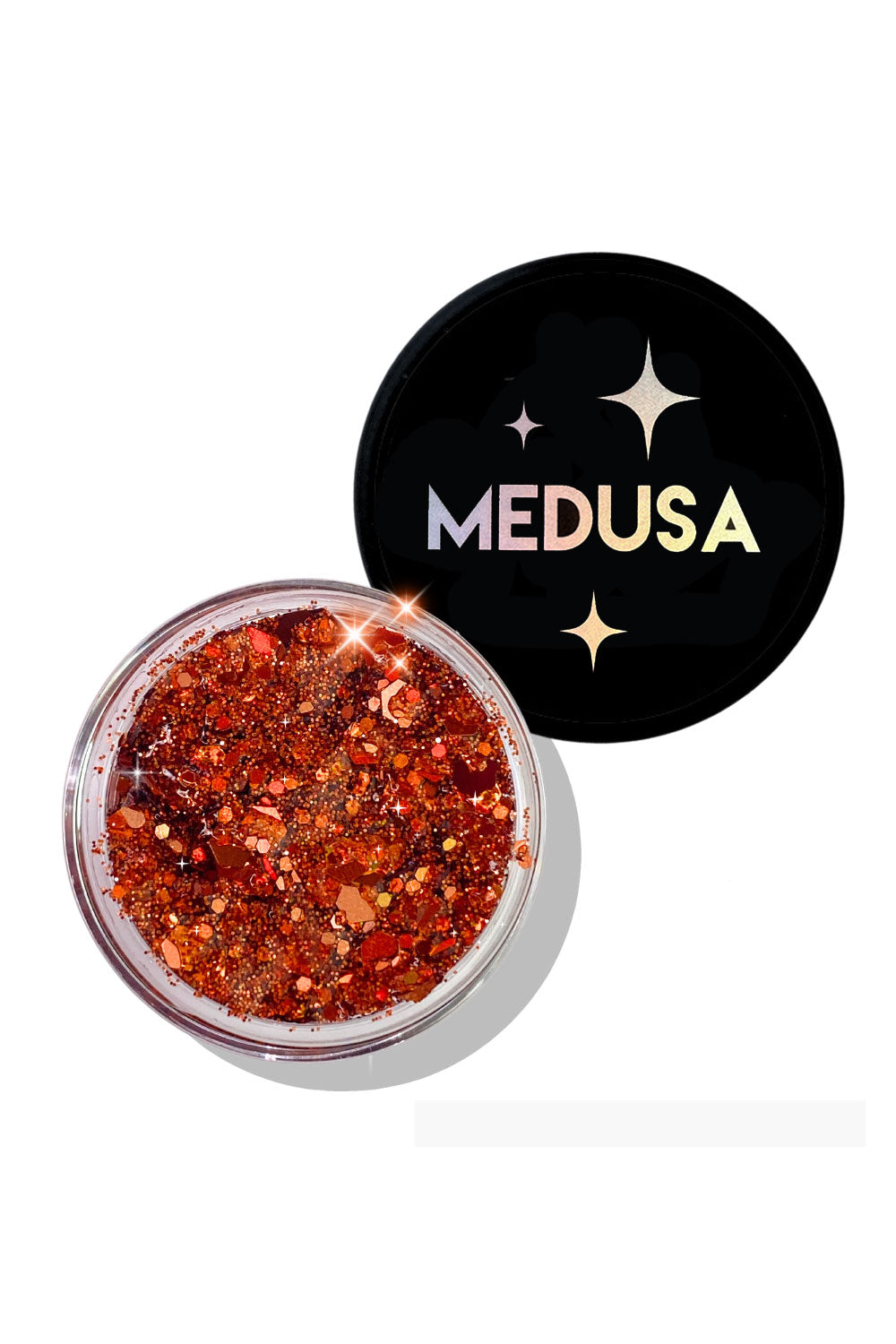 Red, chunky and micro biodegradable glitter gel