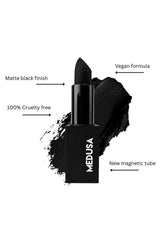 Rich matte deep black goth makeup lipstick