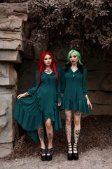 whimsical green asymmetrical dress