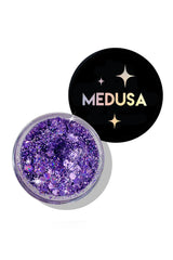 Purple, chunky and micro glitter gel from Medusa