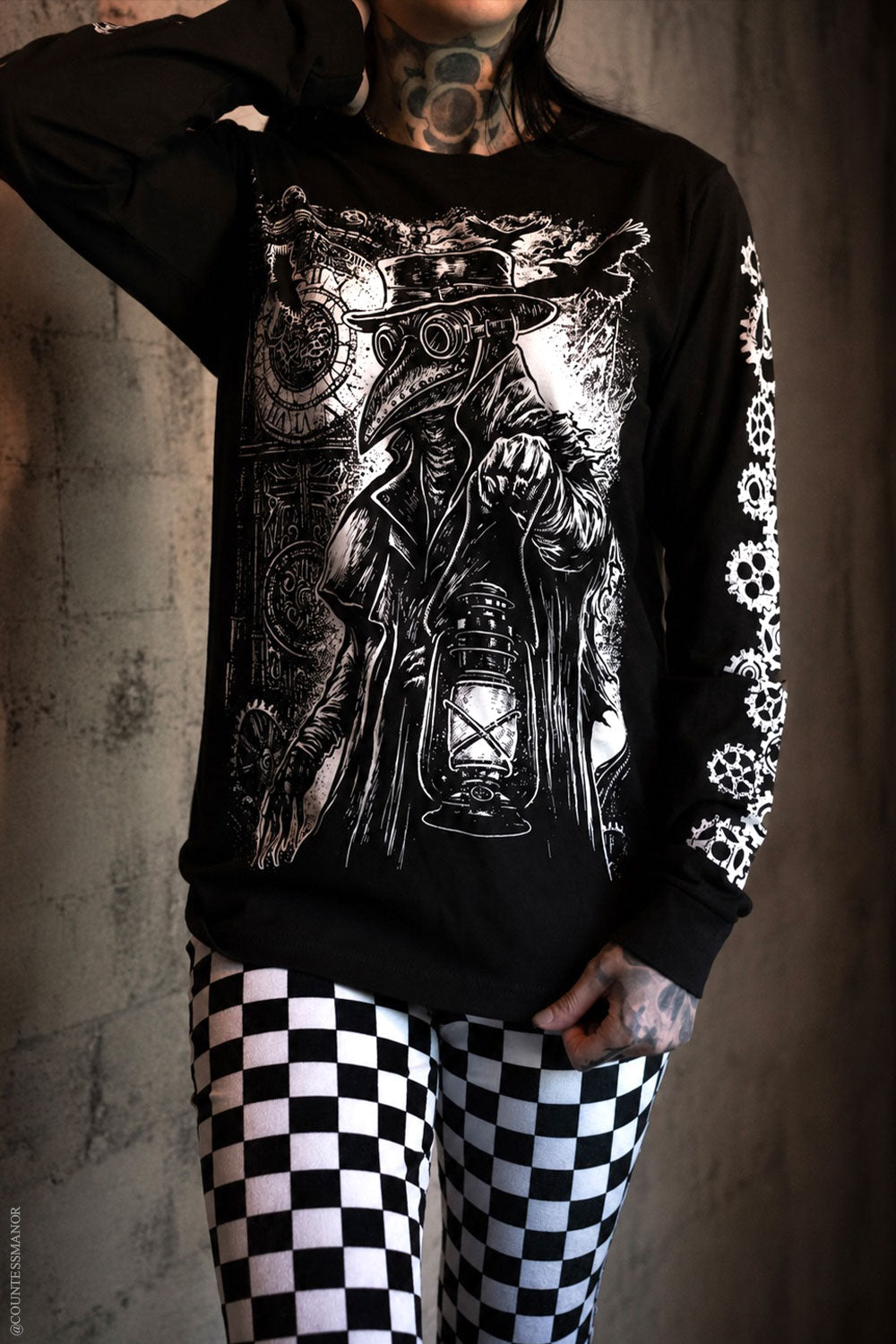 heavy metal plague doctor and lantern shirt
