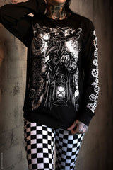 heavy metal plague doctor and lantern shirt