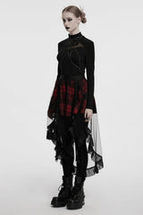 high low hem punk plaid skirt with adjustable straps