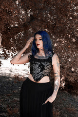 feminine fashion goth grunge punk corset top with lace trim
