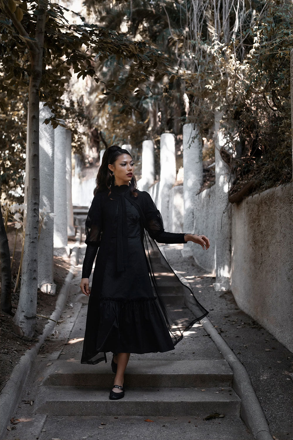 Lively Ghosts goth occult womens full length lightweight duster outerwear