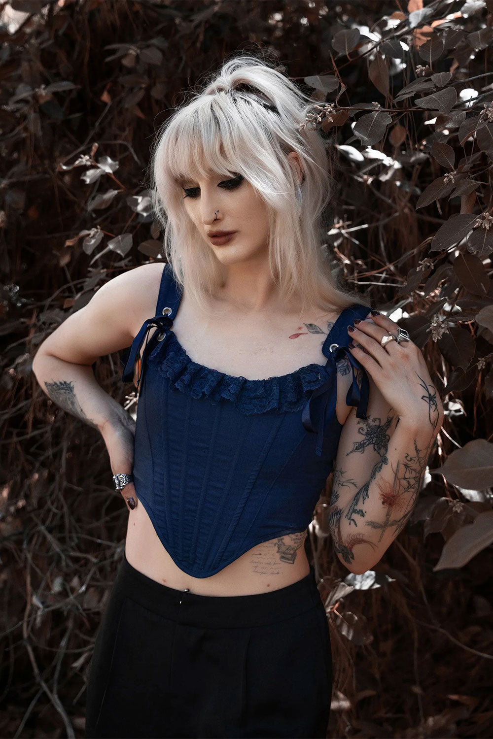 Lively Ghosts dark blue Stardust Corset for women