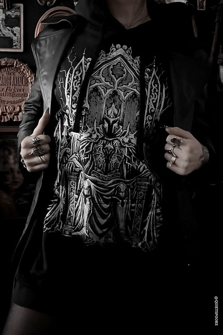 metallic silver knightcore gothic hoodie