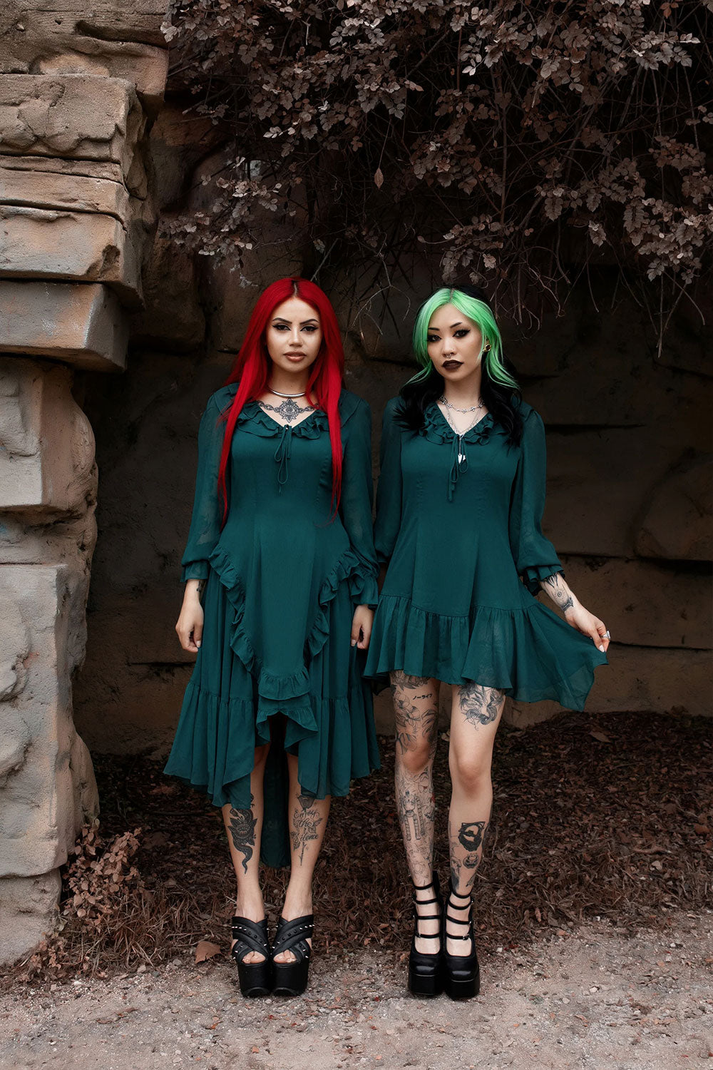 long sleeve dark green womens dress