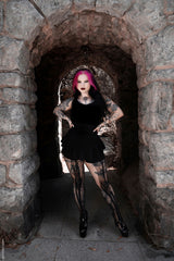 black skeleton fishnet tights