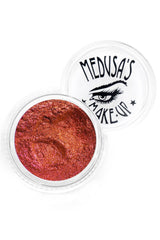 Red orange with yellow and green iridescence color shifting eye shadow eye dust