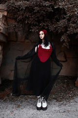 gothic black duster with bow collar
