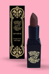 Rich and creamy, full coverage deep burgundy vegan lipstick