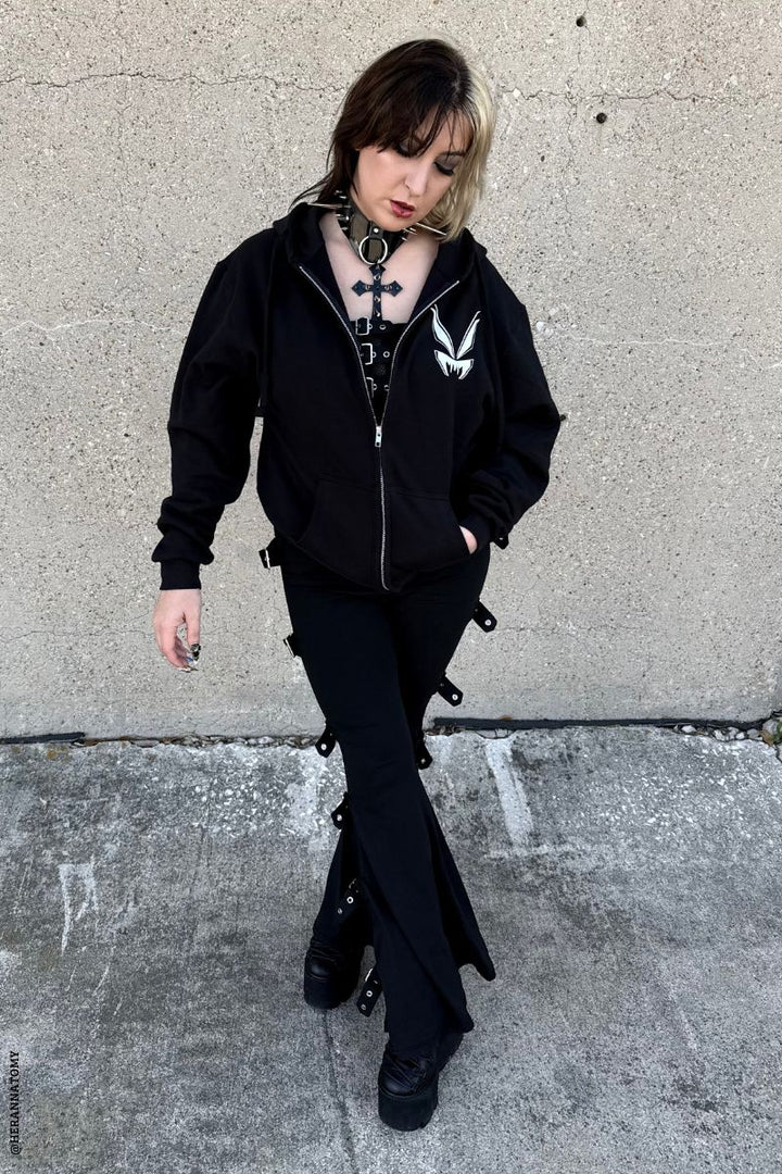 gothic zippered street goth hoodie 