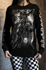 plague doctor long sleeve black cotton tshirt