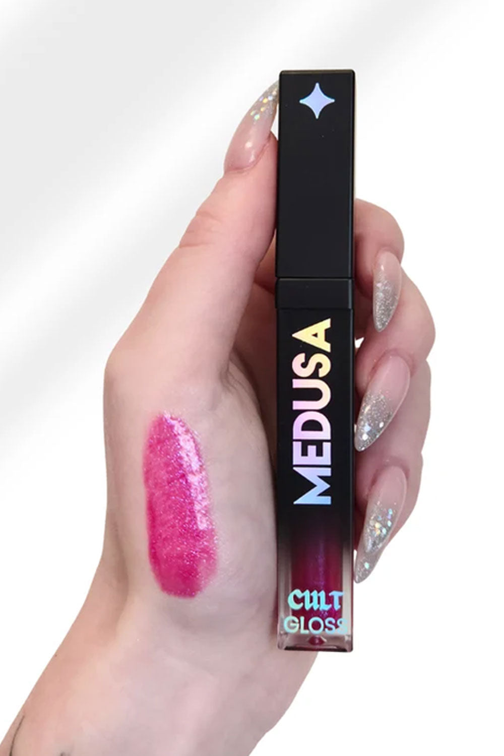 Cult Gloss Trinket shimmery bright pink sparkle lip gloss