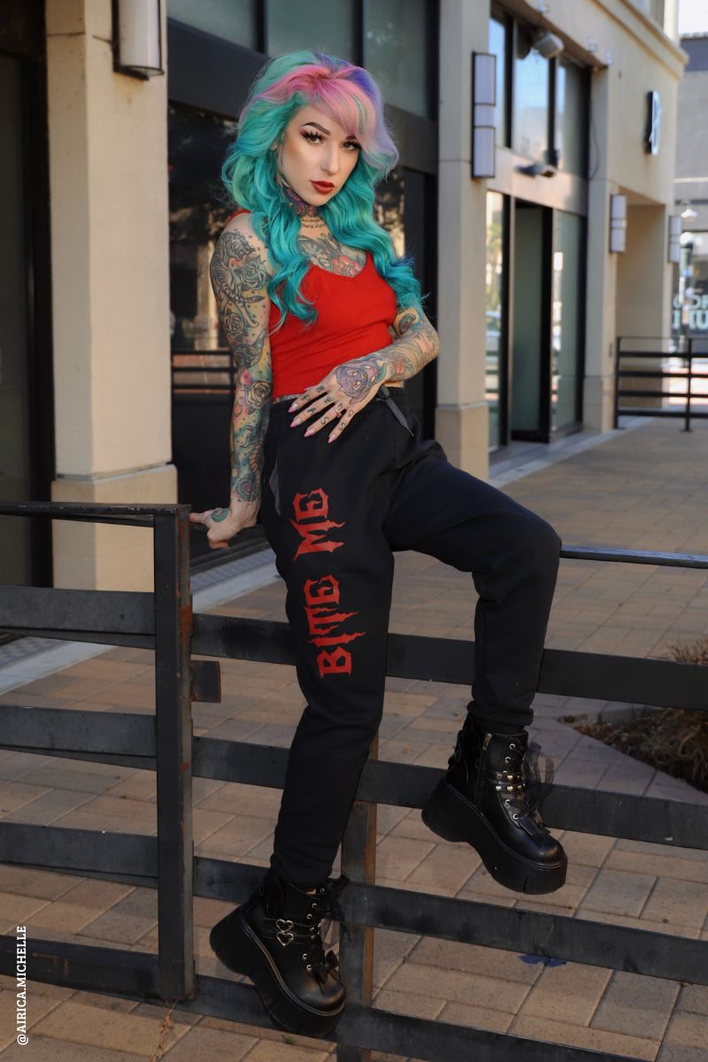 street goth "bite me' joggers