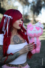 pastel goth pink cat plushie toy