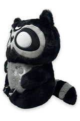 gothic witchy plush toy raccoon plushie with embroidered moons