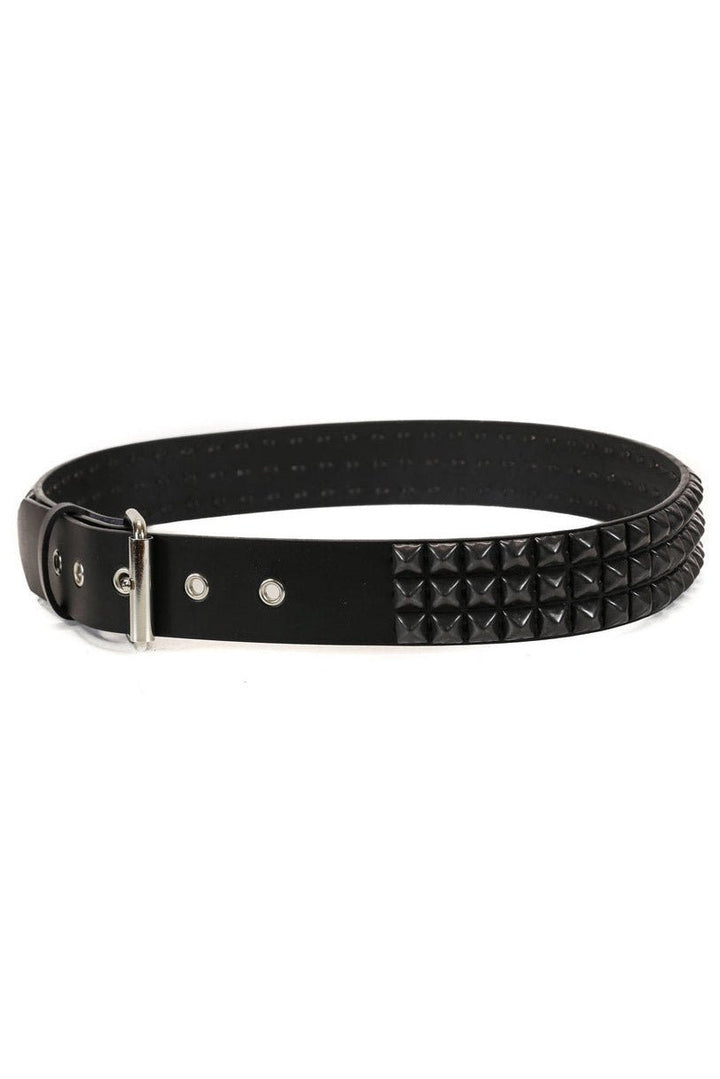 3 Row Pyramid Studded Belt [BLACK] - belts - VampireFreaks - Funk Plus