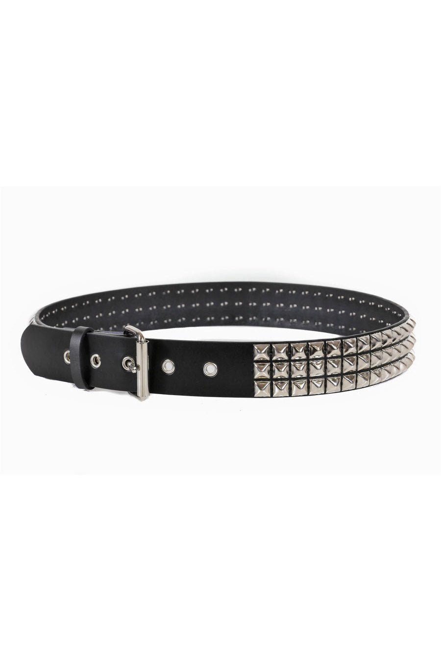 3 Row Pyramid Studded Belt [SILVER] - belts - VampireFreaks - Funk Plus