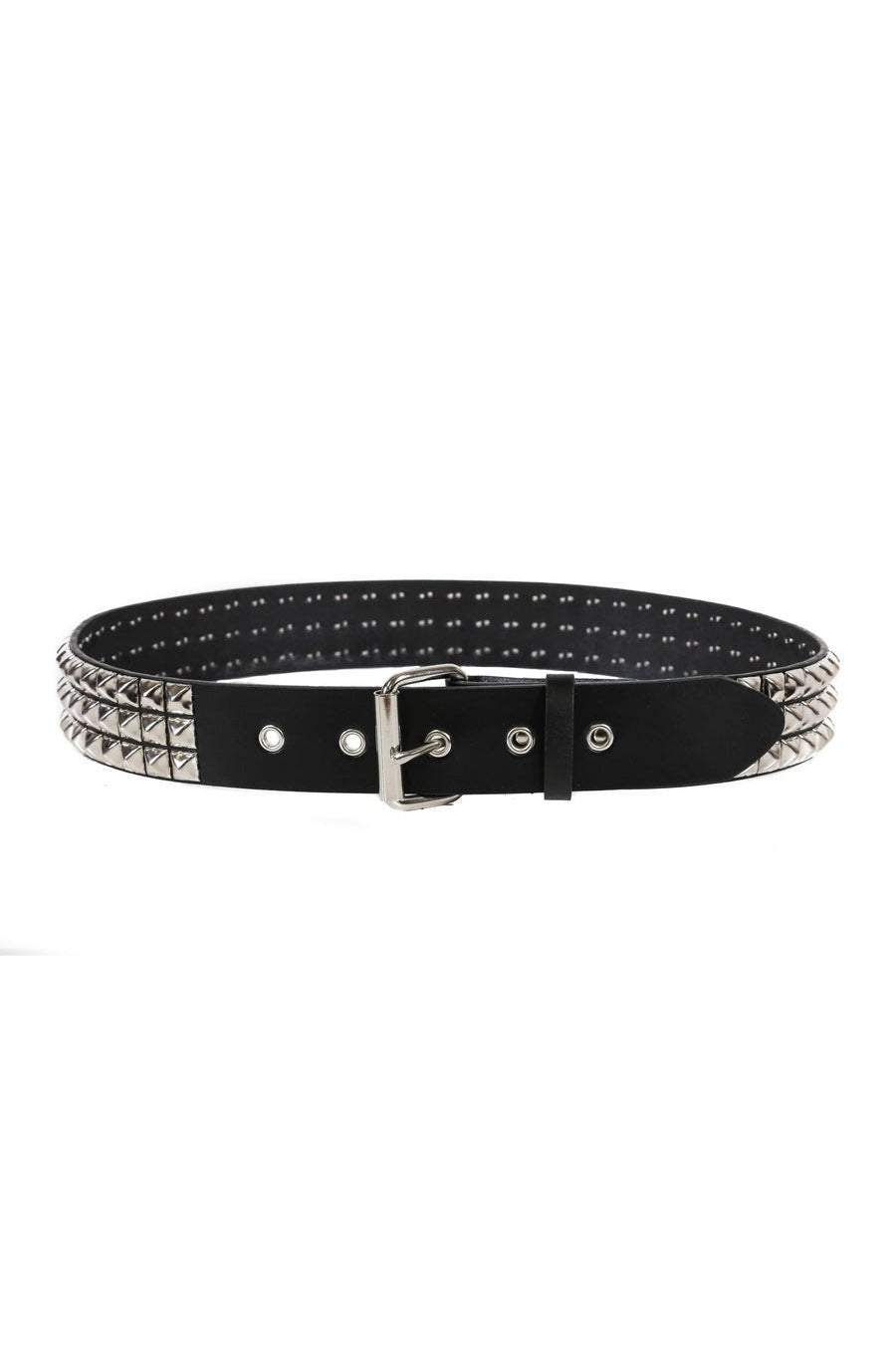 3 Row Pyramid Studded Belt [SILVER] - belts - VampireFreaks - Funk Plus