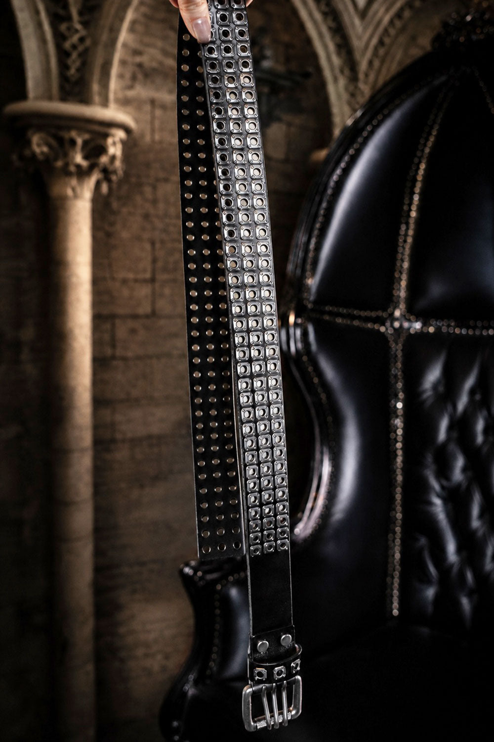 real unisex genuine leather studded belt