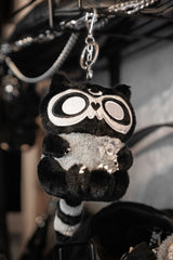 creepy cute stuffed animal raccoon keychain
