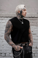 real leather gunmetal grey studded belt