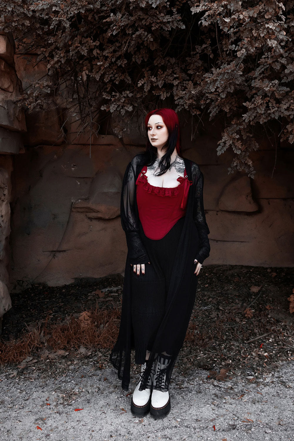 emo long black mesh duster from Lively Ghosts