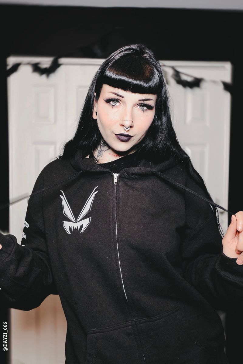 gothic bat hoodie with VF logo on the chest 