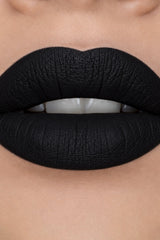 deep black punk grunge black lipstick in matte black lipstick tube with a magnetic closure