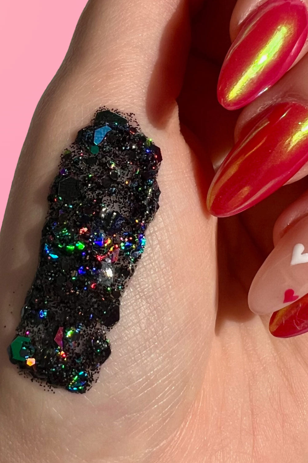 Black holographic, chunky and micro glitter gel from Medusas Makeup