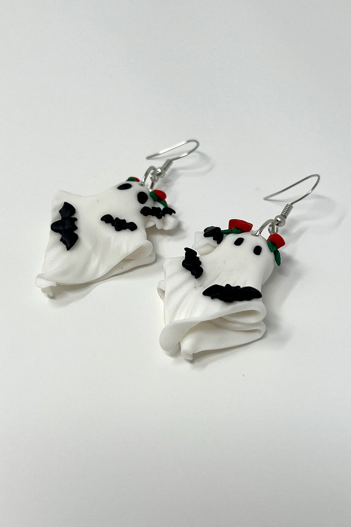 gothic ghosts wearing red rose crowns earrings 